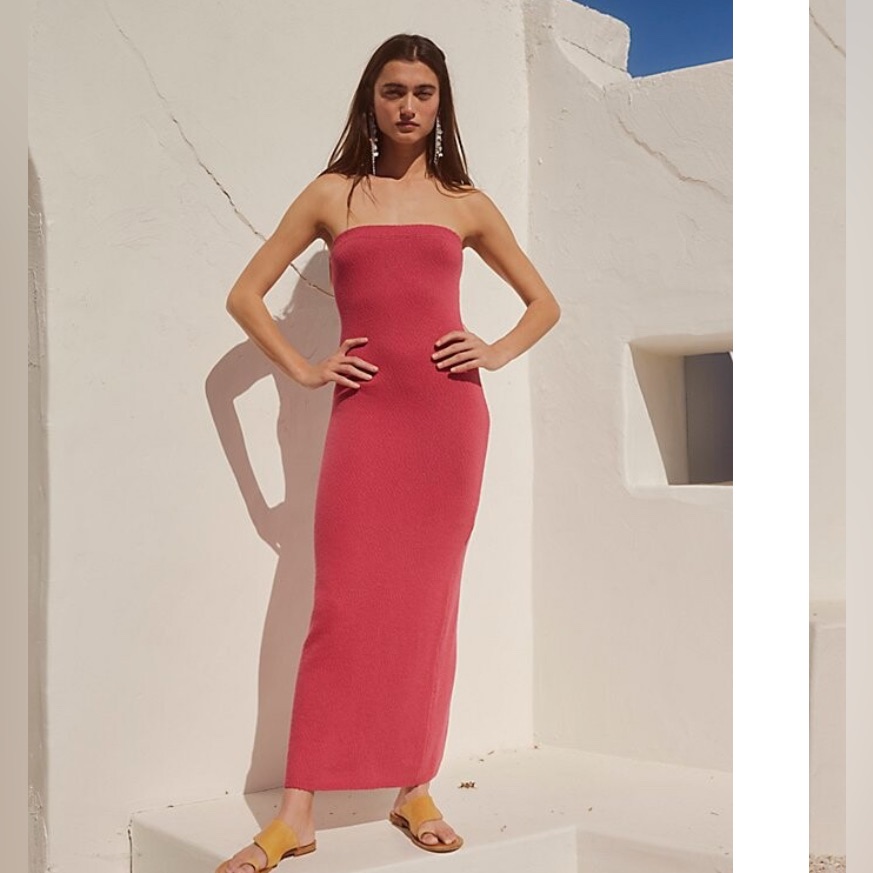 Free People Beach Rio Sweater Maxi Tube Dress In Red/Pink Size Small
